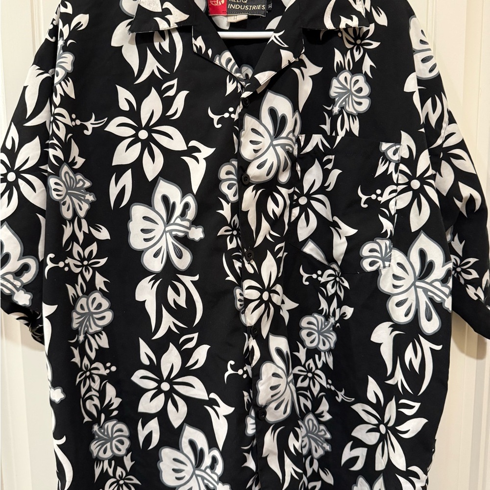 Reliq Industries Black and White Floral Men's Shirt